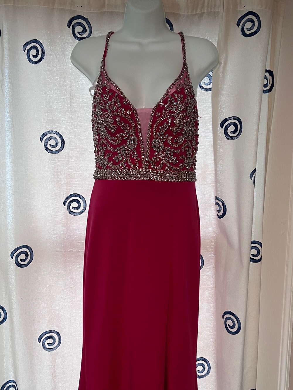 Jovani Embellished Fuchsia Prom Dress
